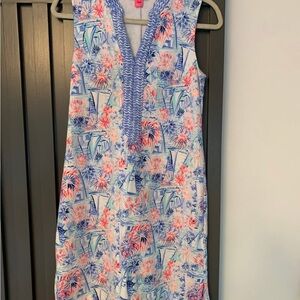 Floral Sleeveless Dress - Blue and Pink
